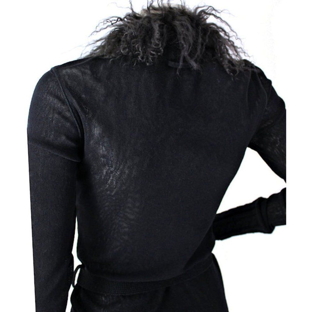 Vintage JEAN PAUL GAULTIER SOLEIL Black Cardigan w/Detachable Fur Collar - Picture 3 of 10